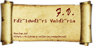 Földvári Valéria névjegykártya